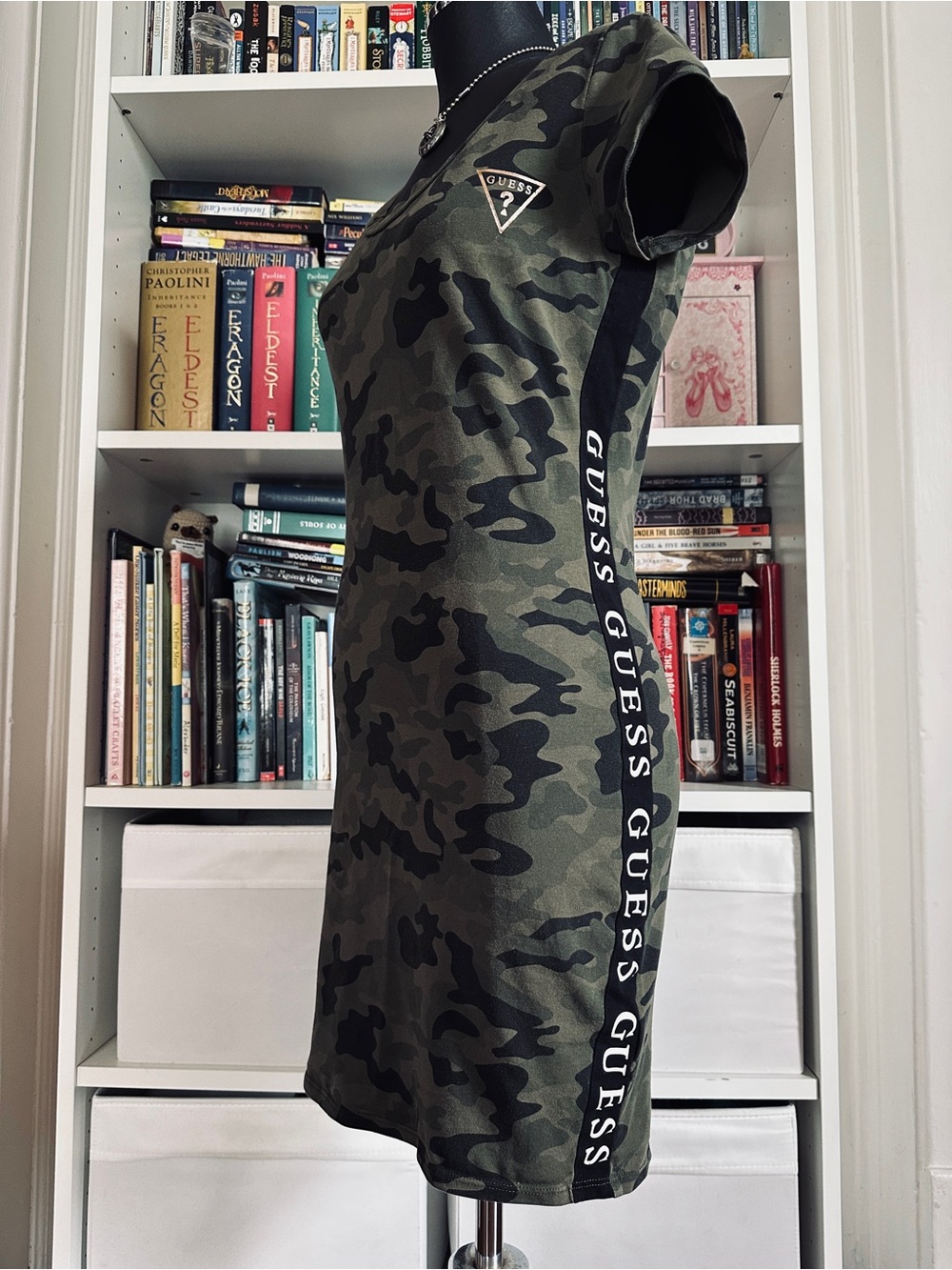 GUESS Green Camo Short Sleeve pencil dress Dress